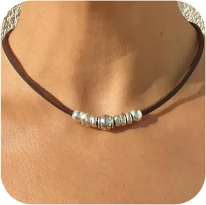 Dcfywl731 Western Necklaces for Women Boho Leather Choker Necklaces Western Jewelry Country Concert Outfits Accessories
