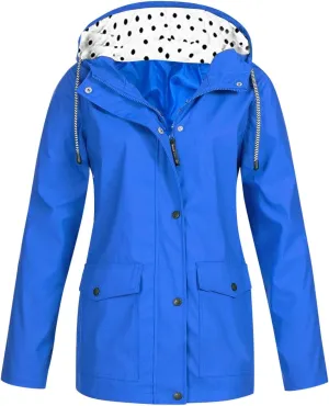Deals Of The Day Rain Jackets Womens Waterproof Hooded Rain Coats Lightweight Zip Up Fall Raincoat Active Outdoor Windbreaker, X-Large, #D Blue