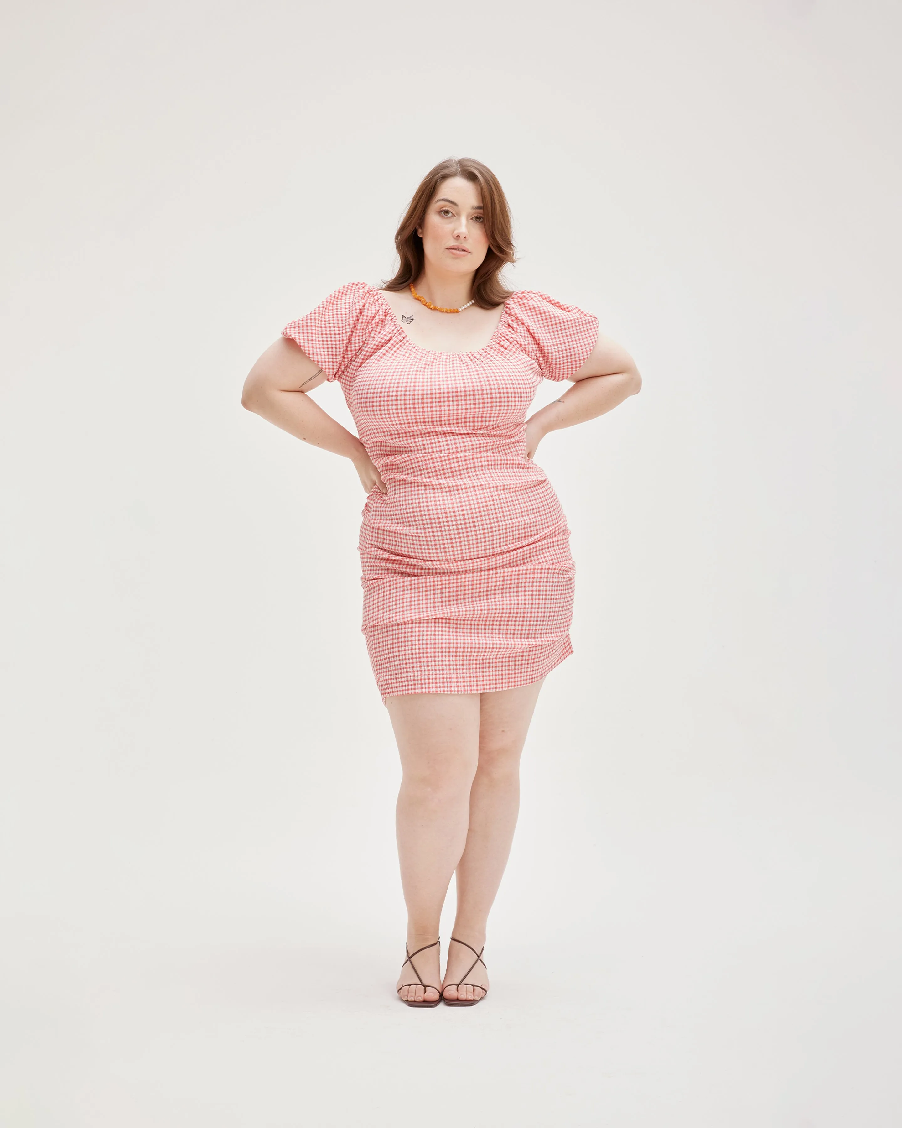 DELPHI GINGHAM MINIDRESS STRAWBERRY GINGHAM