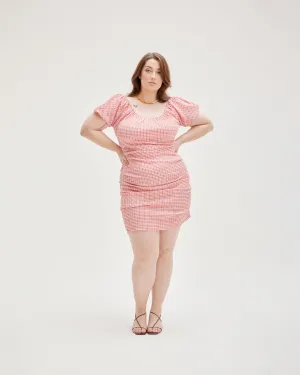 DELPHI GINGHAM MINIDRESS STRAWBERRY GINGHAM