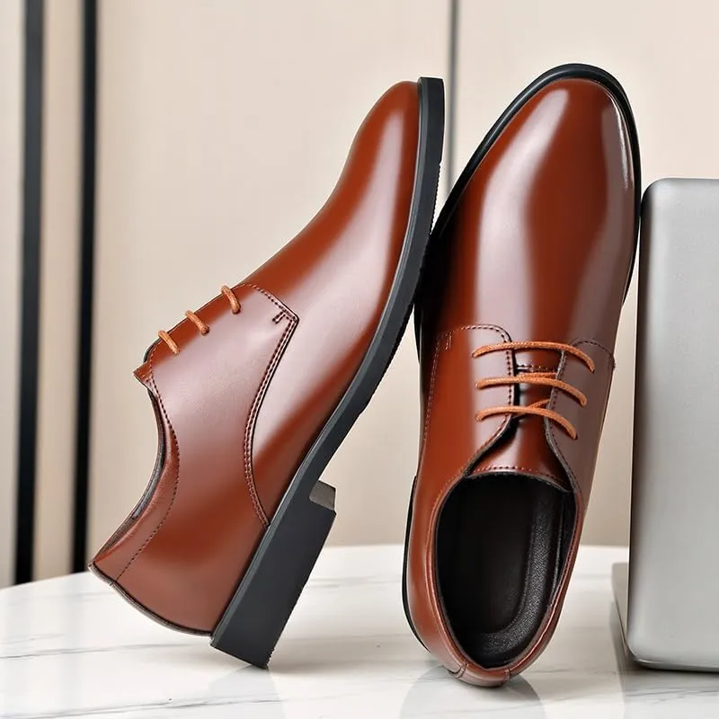 Dress Oxford for Men Lace Up Pointed Toe Vegan Leather Derby Shoes Low Top Resistant Non Slip Anti-Slip Party