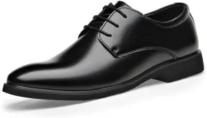 Dress Oxford for Men Lace Up Pointed Toe Vegan Leather Derby Shoes Low Top Resistant Non Slip Anti-Slip Party