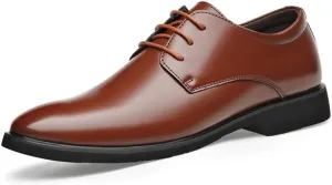 Dress Oxford for Men Lace Up Pointed Toe Vegan Leather Derby Shoes Low Top Resistant Non Slip Anti-Slip Party