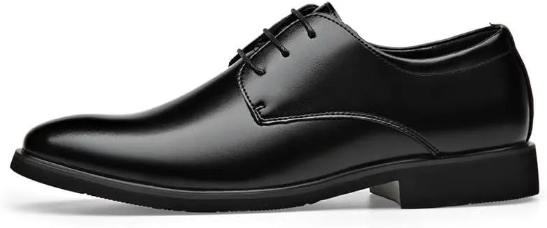 Dress Oxford for Men Lace Up Pointed Toe Vegan Leather Derby Shoes Low Top Resistant Non Slip Anti-Slip Party