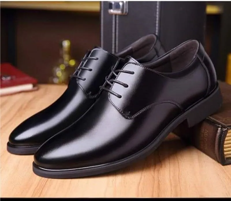 Dress Oxford for Men Lace Up Pointed Toe Vegan Leather Solid Color Derby Shoes Slip Resistant Anti-Slip Low Top Block Heel Non Slip Party