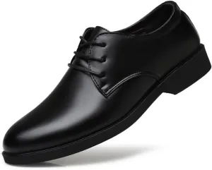 Dress Shoes for Men Lace Up Solid Color Round Toe Vegan Leather Derby Shoes Non Slip Anti-Slip Rubber Sole Block Heel Low Top Classic(6.5)