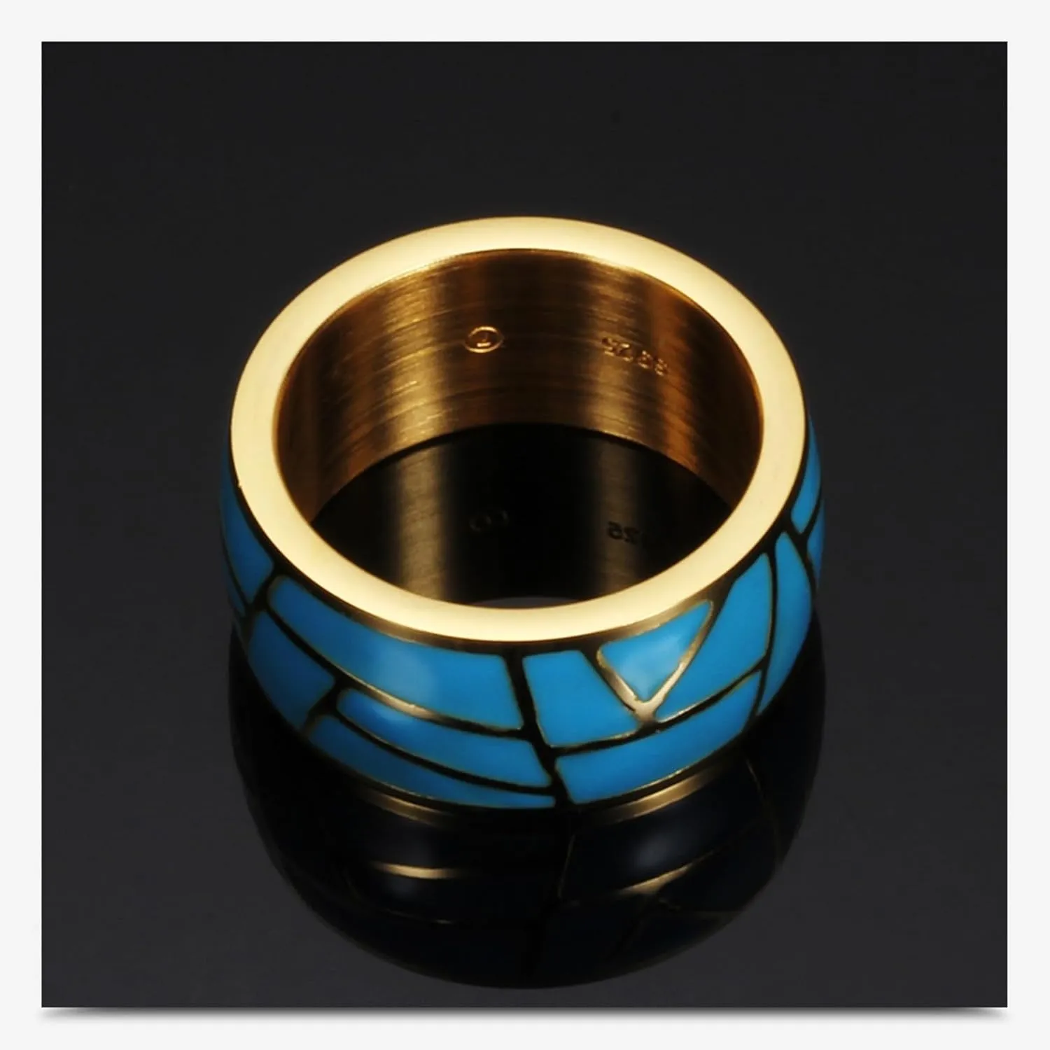 Epinki 9.6MM Couple Rings Stainless Steel, Men/Women Ring Geometric Epoxy Simple Jewelry Wedding Rings