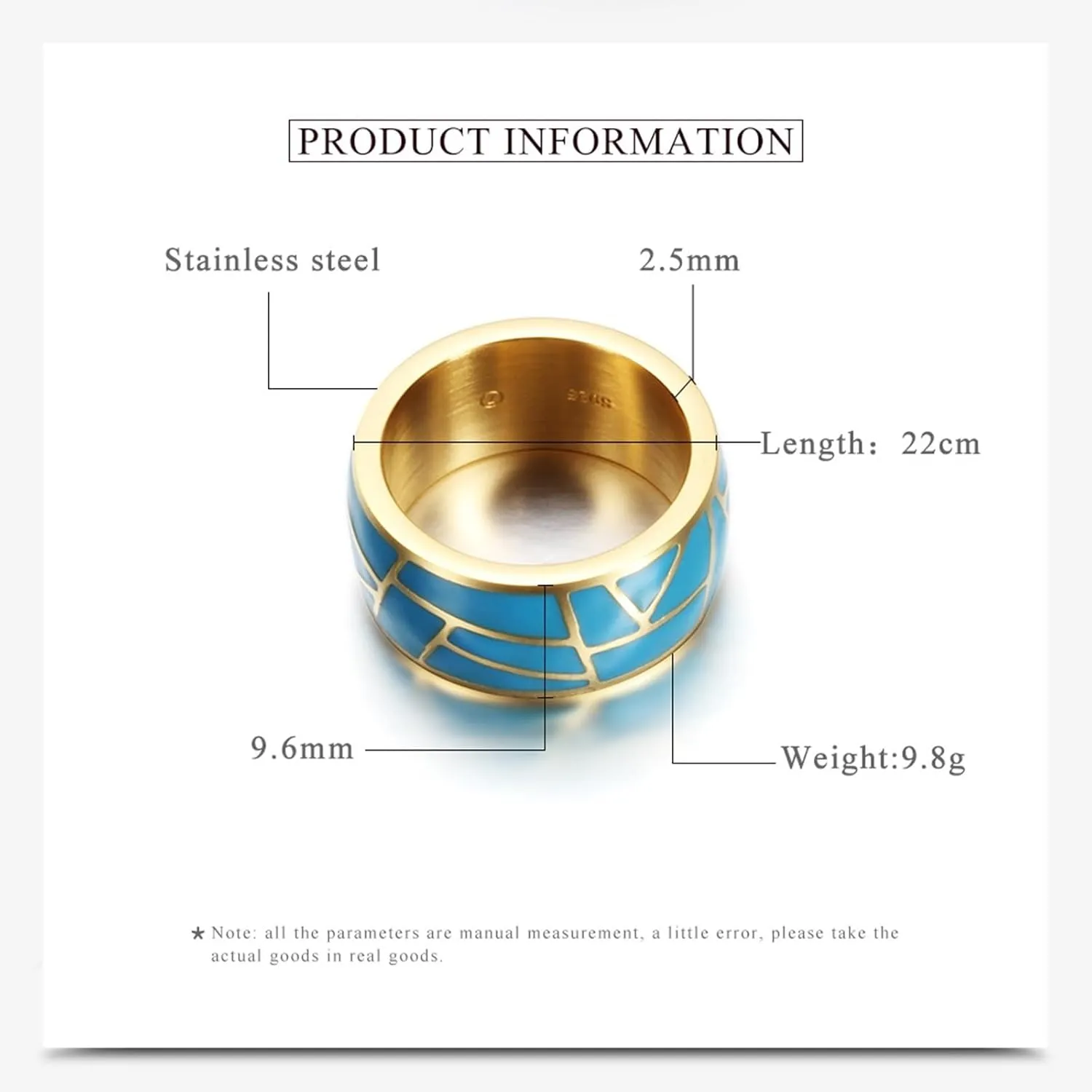 Epinki 9.6MM Couple Rings Stainless Steel, Men/Women Ring Geometric Epoxy Simple Jewelry Wedding Rings
