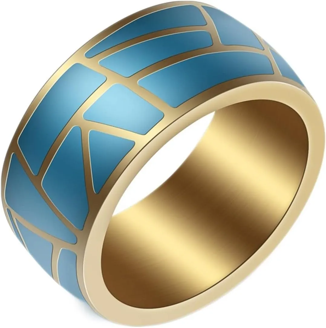 Epinki 9.6MM Couple Rings Stainless Steel, Men/Women Ring Geometric Epoxy Simple Jewelry Wedding Rings