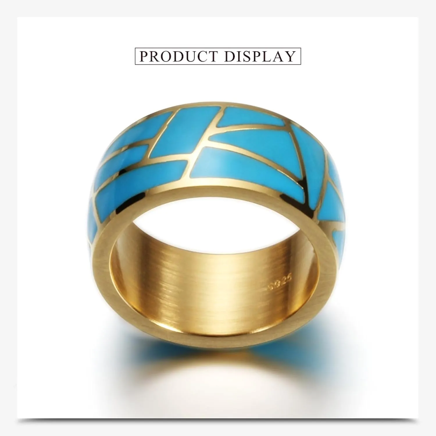 Epinki 9.6MM Couple Rings Stainless Steel, Men/Women Ring Geometric Epoxy Simple Jewelry Wedding Rings
