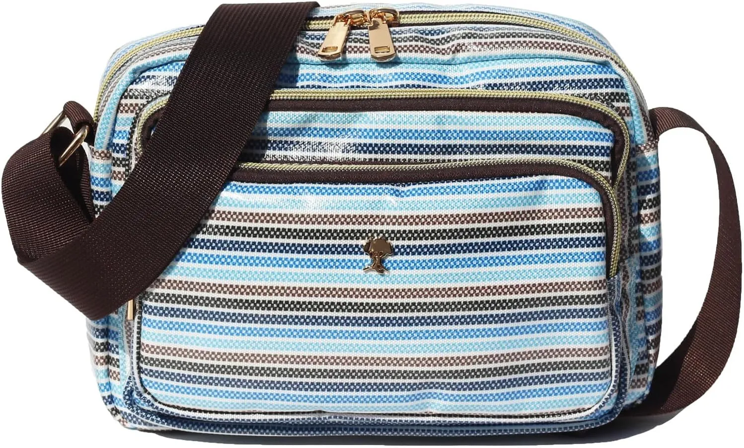 ESVAN Triple Zip Crossbody Bags for Women Fashion Ladies Purse Multi-Pocket Handbags Messenger Shoulder Bag
