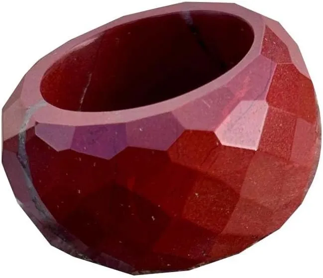 Faceted Dome Jasper Ring, Deep Redjasper, Geometric Pattern, Statement Jewelry, gemstone ring