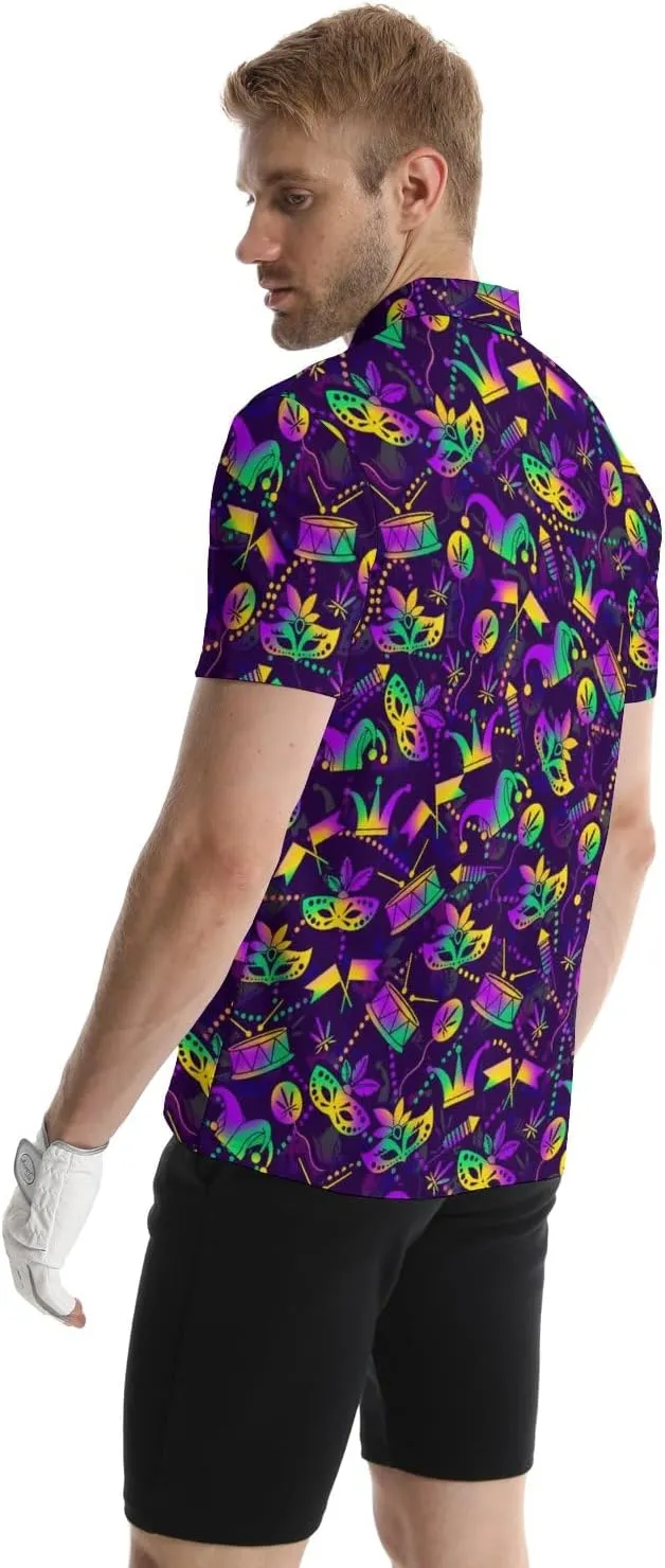 Funny Golf Shirts for Men Golf Short Sleeve Shirts Funny Polo Shirts Moisture Wicking Quick-Dry Collared Shirt