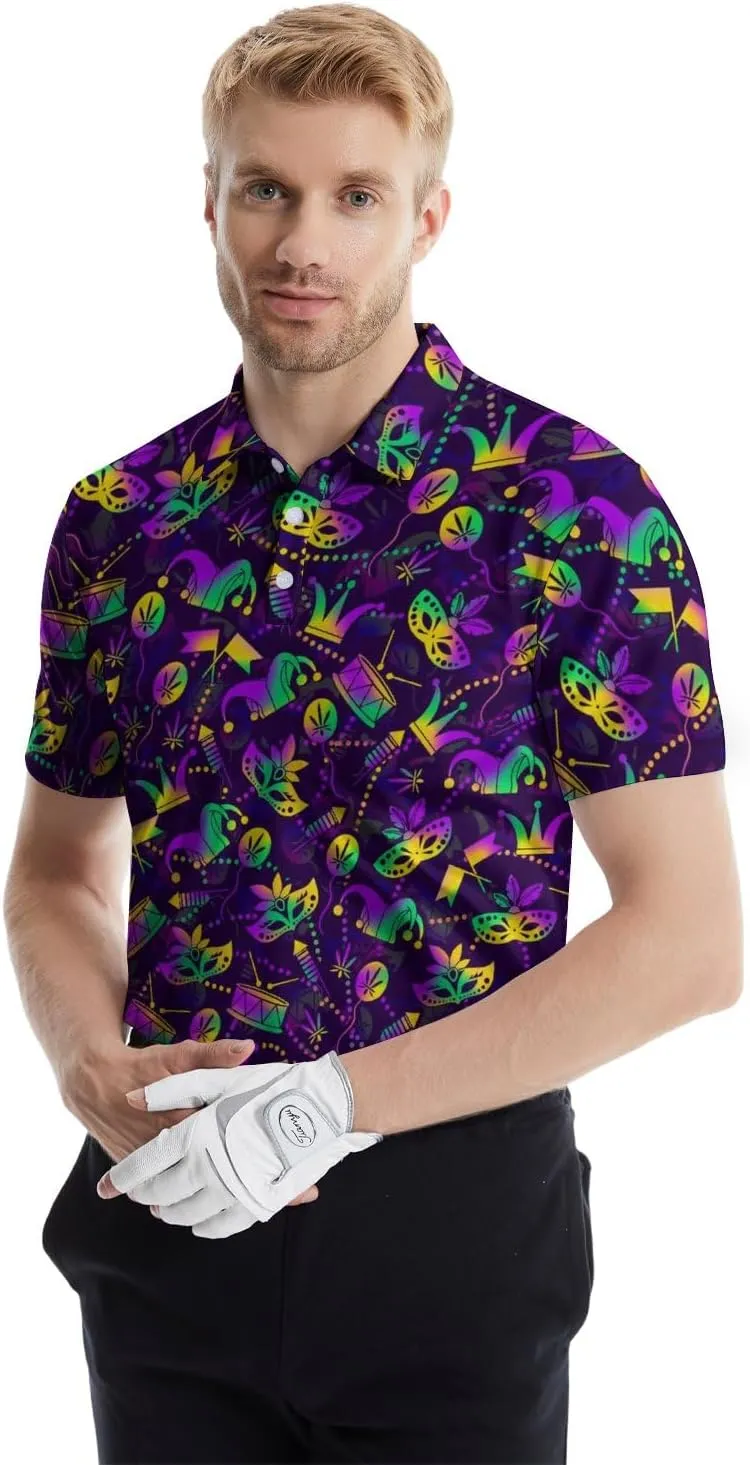 Funny Golf Shirts for Men Golf Short Sleeve Shirts Funny Polo Shirts Moisture Wicking Quick-Dry Collared Shirt