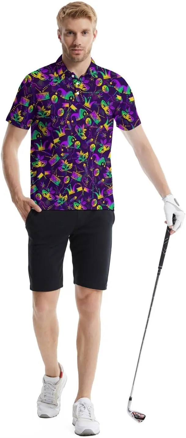 Funny Golf Shirts for Men Golf Short Sleeve Shirts Funny Polo Shirts Moisture Wicking Quick-Dry Collared Shirt