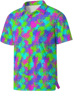 Funny Golf Shirts for Men Quick Dry Mens Golf Polo Shirts Short Sleeve Moisture Wicking Hawaiian Polo Shirts