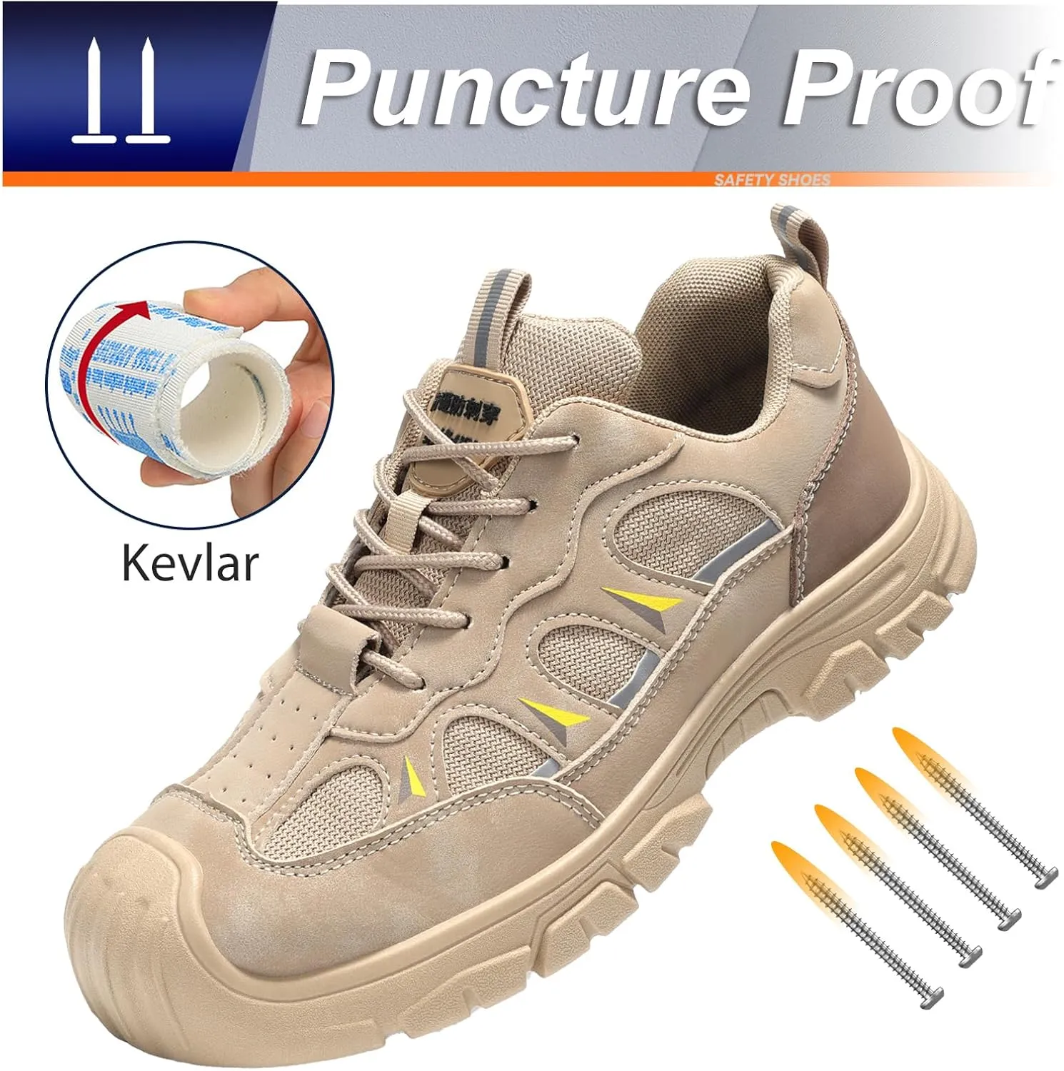 Furuian Steel Toe Shoes for Men Lightweight Breathable Work Sneakers Indestructable Construction Safety Shoes