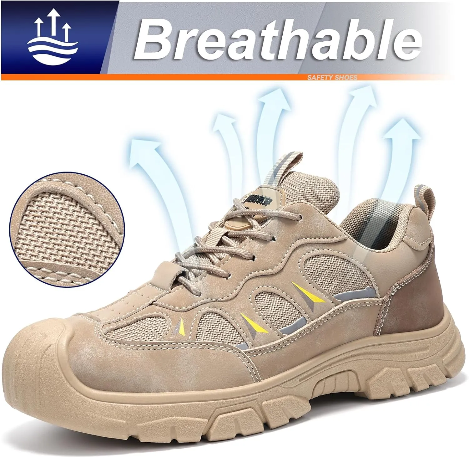 Furuian Steel Toe Shoes for Men Lightweight Breathable Work Sneakers Indestructable Construction Safety Shoes