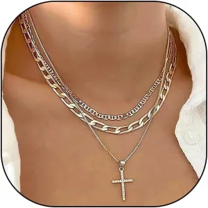 FUTIMELY Stackable Crystal Cross Pendant Necklaces for Women Layering Gold Crucifix Box Chain Necklace Set Paperclip Link Choker Necklaces Jewelry