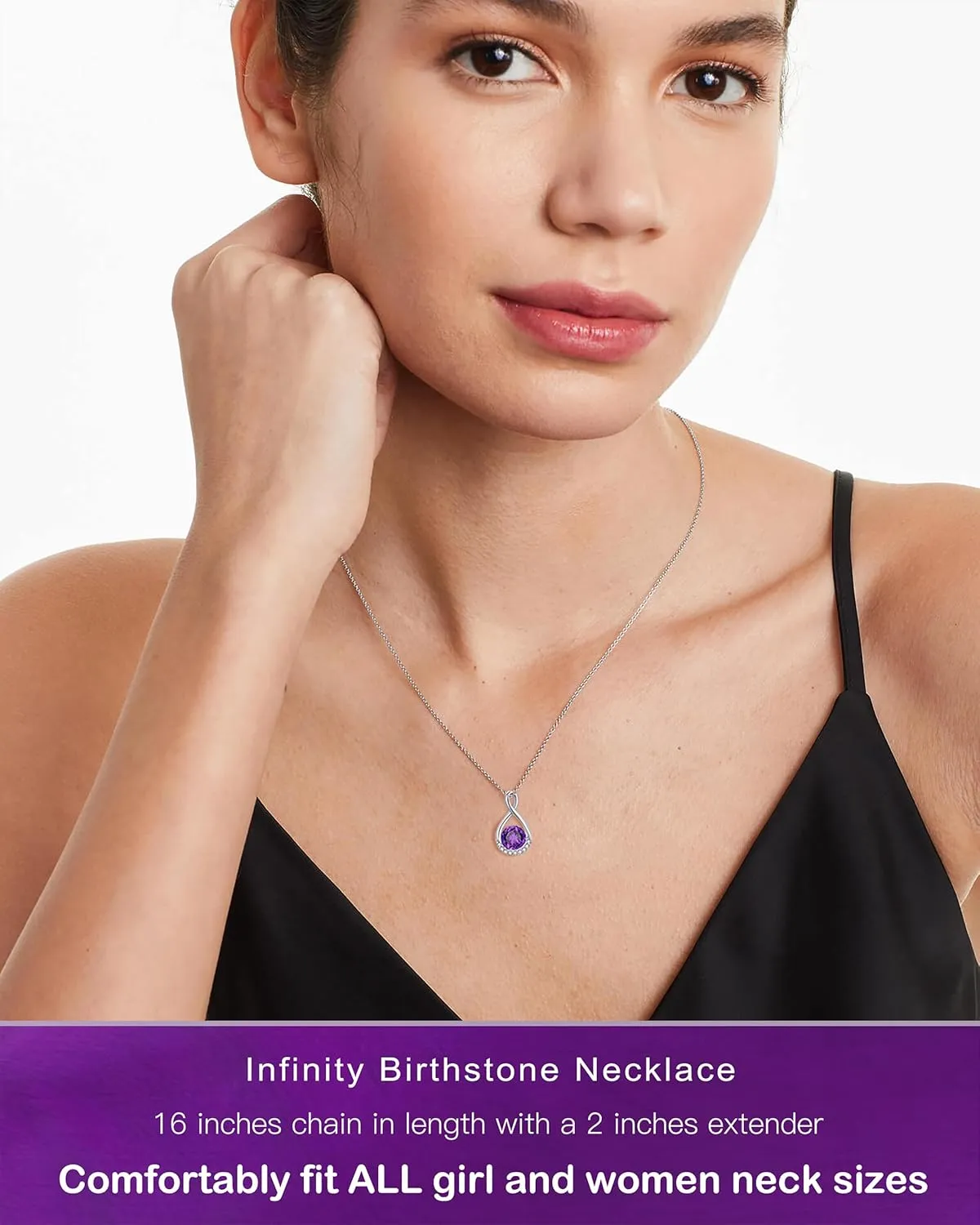 Genuine Birthstone Infinity Necklace for Women, Birthday Gifts for Her, Minimalism Style Jewelry for Everyday Wear