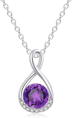 Genuine Birthstone Infinity Necklace for Women, Birthday Gifts for Her, Minimalism Style Jewelry for Everyday Wear