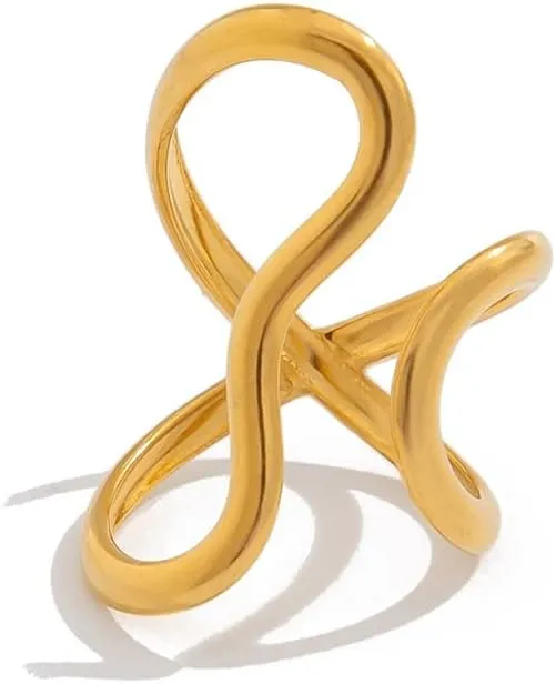 Geometry Irregular Wrap Adjustable Band Rings for Women Line Cross Open Statement Ring Minimalist Stacking Rings Knuckle Finger Band Jewelry