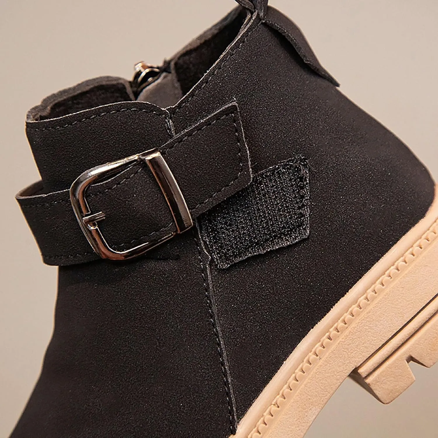 Girls and Toddlers Fashion Boot Kids Lace up Combat Boots with Side Zipper Work Boots for Boys Girls