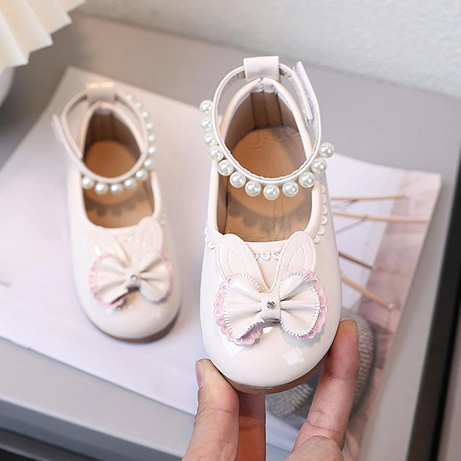Girls School Shoe Girls Princess Shoes New Children's Shoes Pearl Bow Spring and Summer Small Leather Girl