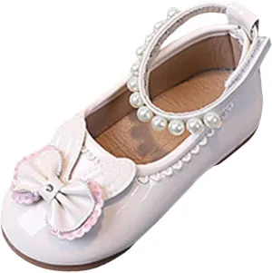 Girls School Shoe Girls Princess Shoes New Children's Shoes Pearl Bow Spring and Summer Small Leather Girl