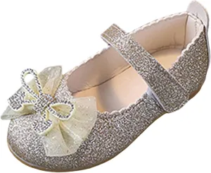 Glitter Mary Jane Flat Sandal Girls Leather Shoes Spring and Sequin Children's Shoes Toddler Single