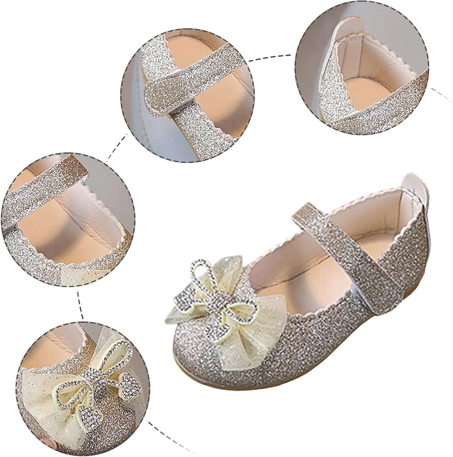 Glitter Mary Jane Flat Sandal Girls Leather Shoes Spring and Sequin Children's Shoes Toddler Single