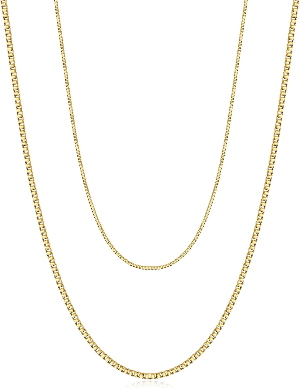 Gold Chain Necklaces for Women Trendy,Dainty 14k Real Gold Plated Box Layered Chain Necklaces Set