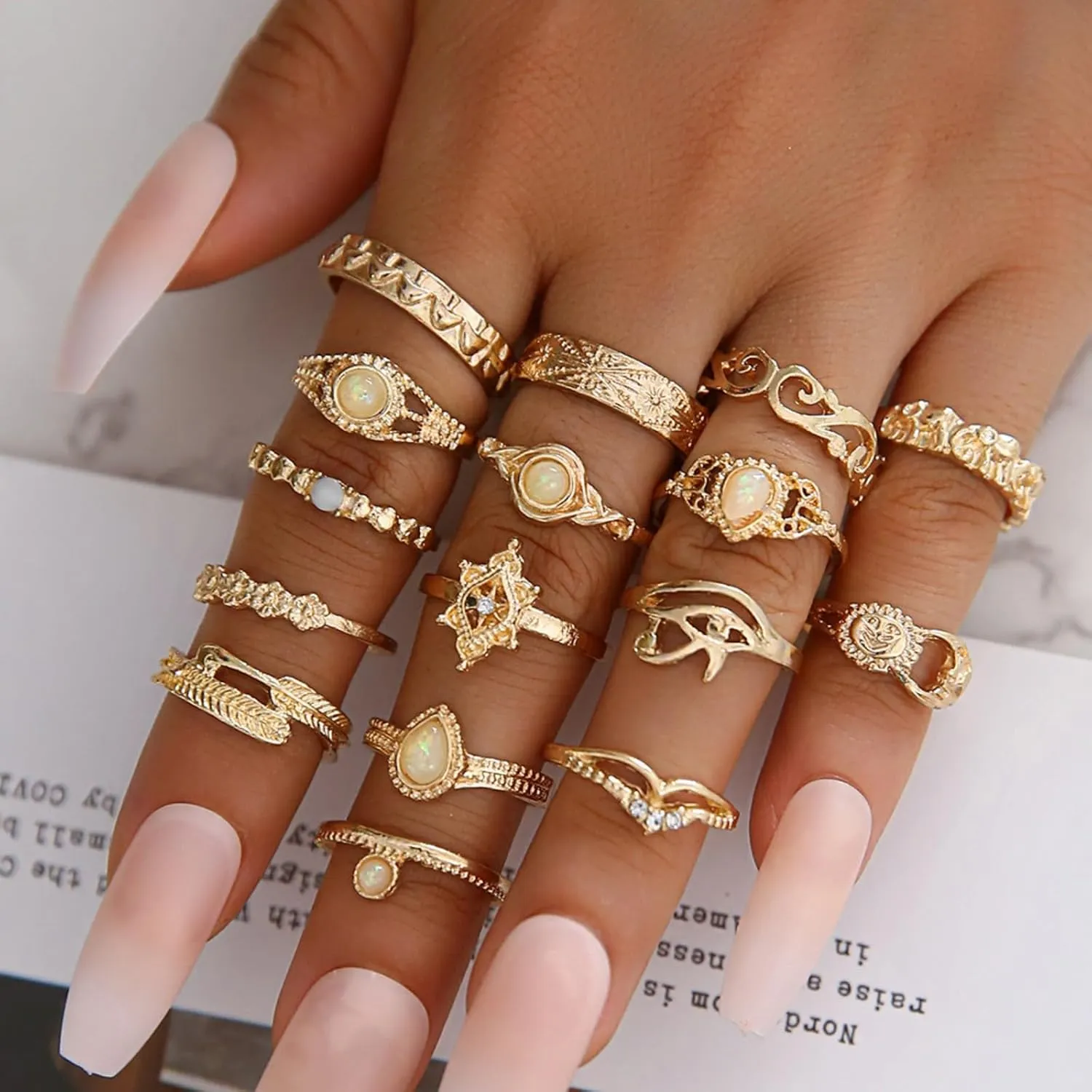 Gold Knuckle Rings Set for Women,Vintage Stackable Finger Rings Pack, Dainty Boho Adjustable Signet Rings Sparkle Crystal Joint Finger Midi Rings Trendy Jewelry