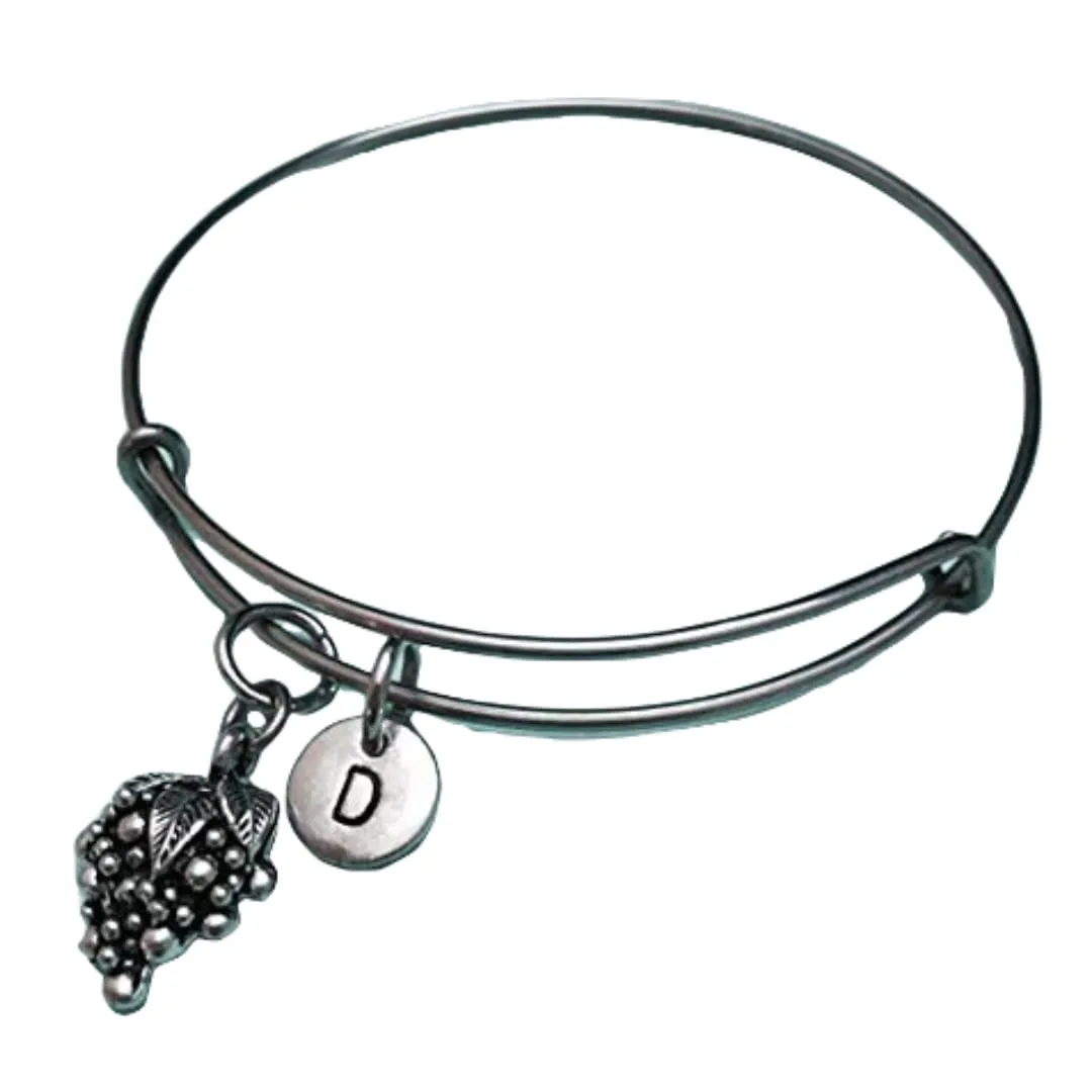 Grapes bangle, grapes charm bracelet, expandable bangle, charm bangle, personalized bracelet, initial bracelet, monogram