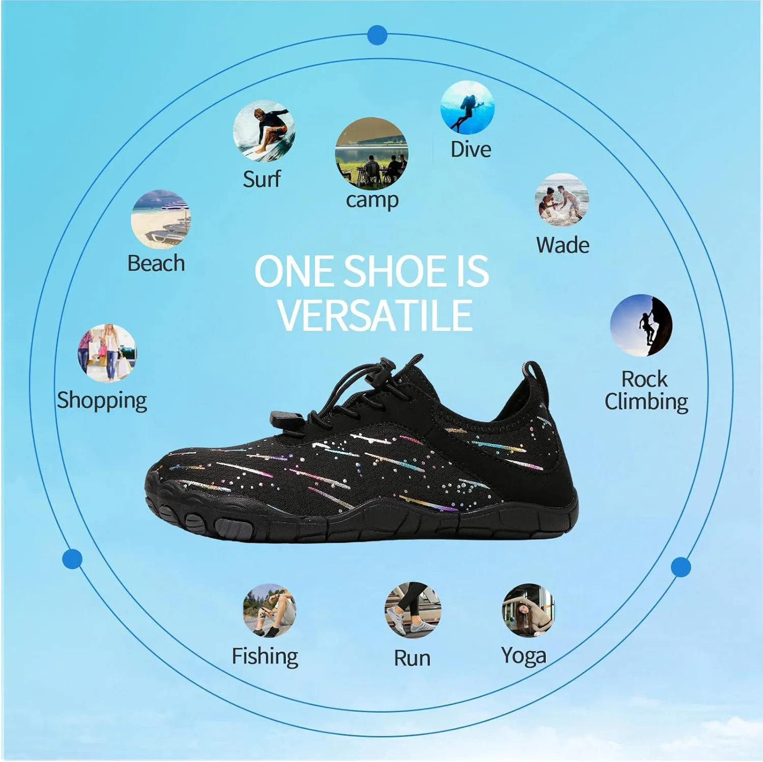 Hike Barefoot Shoes for Women Men - Quick Dry Wide Toe Box Beach Swim Athletic Sports Shoes, Non-Slip Hike Yoga Lightweight Footwear Aqua Hiking Walking Kayaking Diving Surfing
