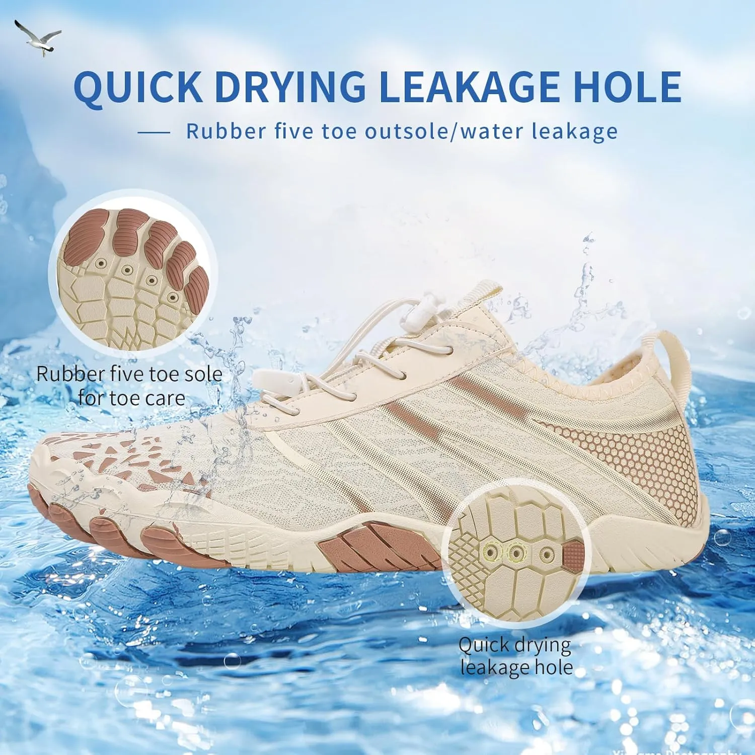 Hike Barefoot Shoes for Women Men - Quick Dry Wide Toe Box Beach Swim Athletic Sports Shoes, Non-Slip Hike Yoga Lightweight Footwear Aqua Hiking Walking Kayaking Diving Surfing