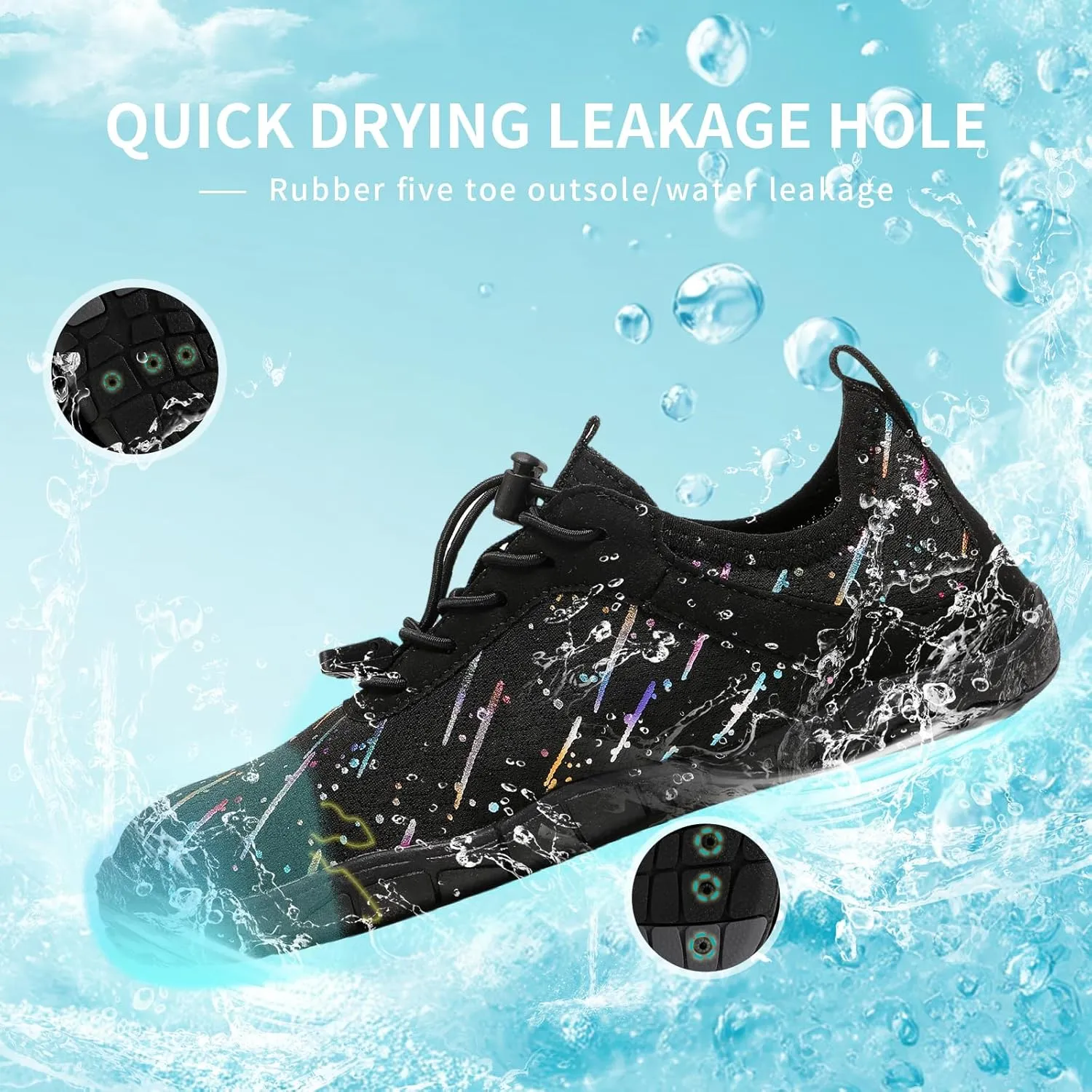 Hike Barefoot Shoes for Women Men - Quick Dry Wide Toe Box Beach Swim Athletic Sports Shoes, Non-Slip Hike Yoga Lightweight Footwear Aqua Hiking Walking Kayaking Diving Surfing