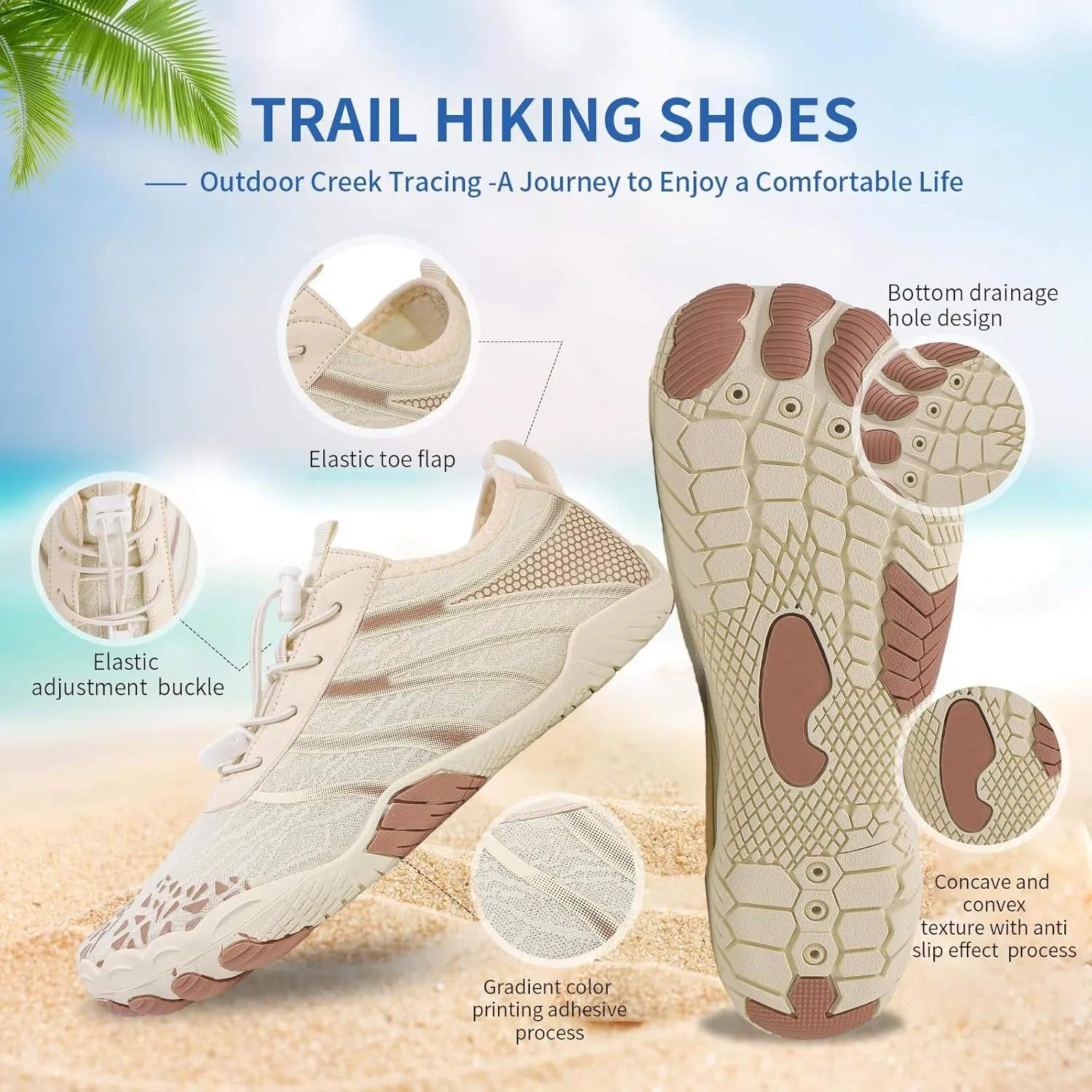 Hike Barefoot Shoes for Women Men - Quick Dry Wide Toe Box Beach Swim Athletic Sports Shoes, Non-Slip Hike Yoga Lightweight Footwear Aqua Hiking Walking Kayaking Diving Surfing