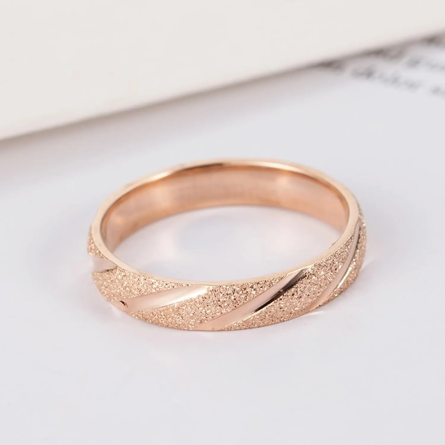 His and Hers Matching Rings Sets, Stainless Steel Couples Wedding Rings Pair Comfort Fit 4mm Rose Gold Matte Ring