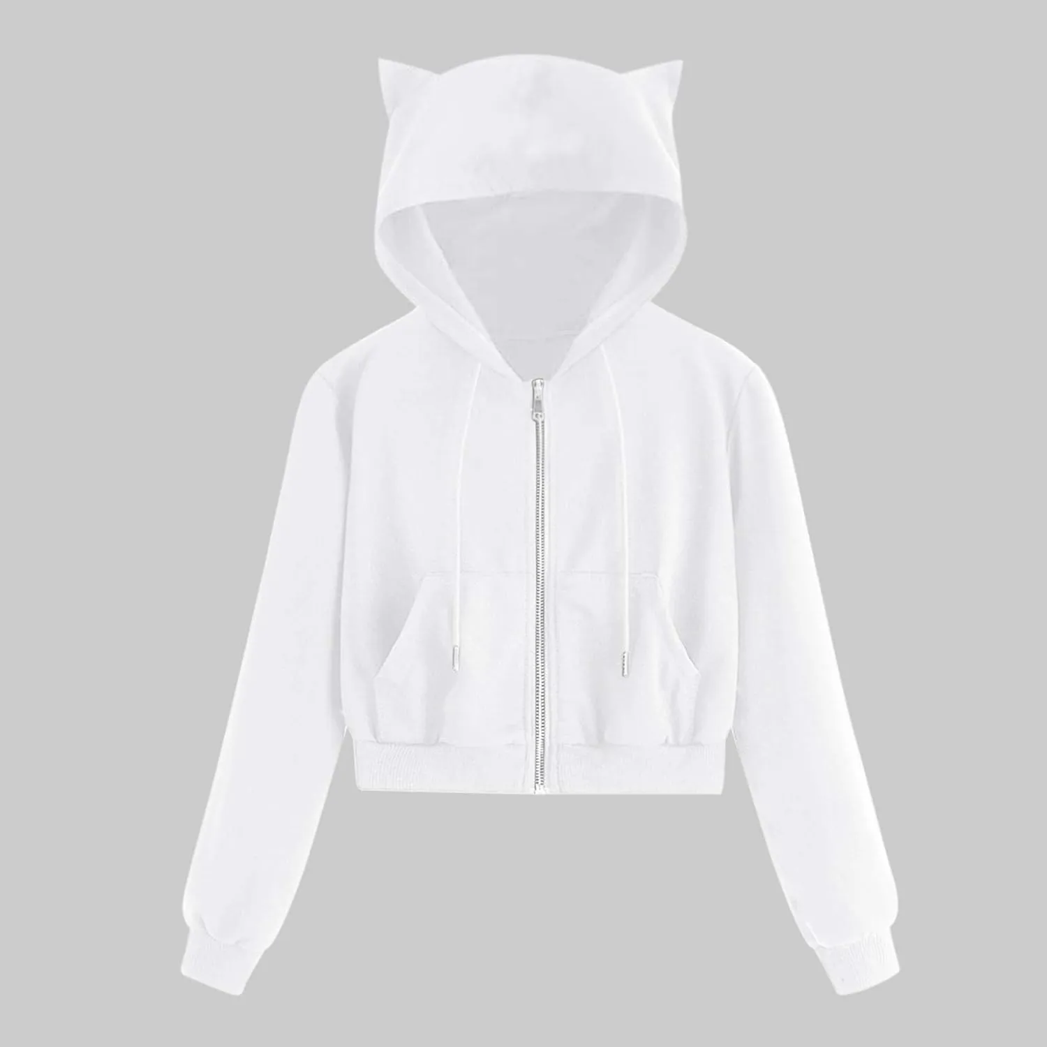 hlysgo Women Full Zip Up Cropped Hoodie Sweatshirt Plus Size Long Sleeve Hooded Crop Top Y2k Teen Girls Jackets with Pockets