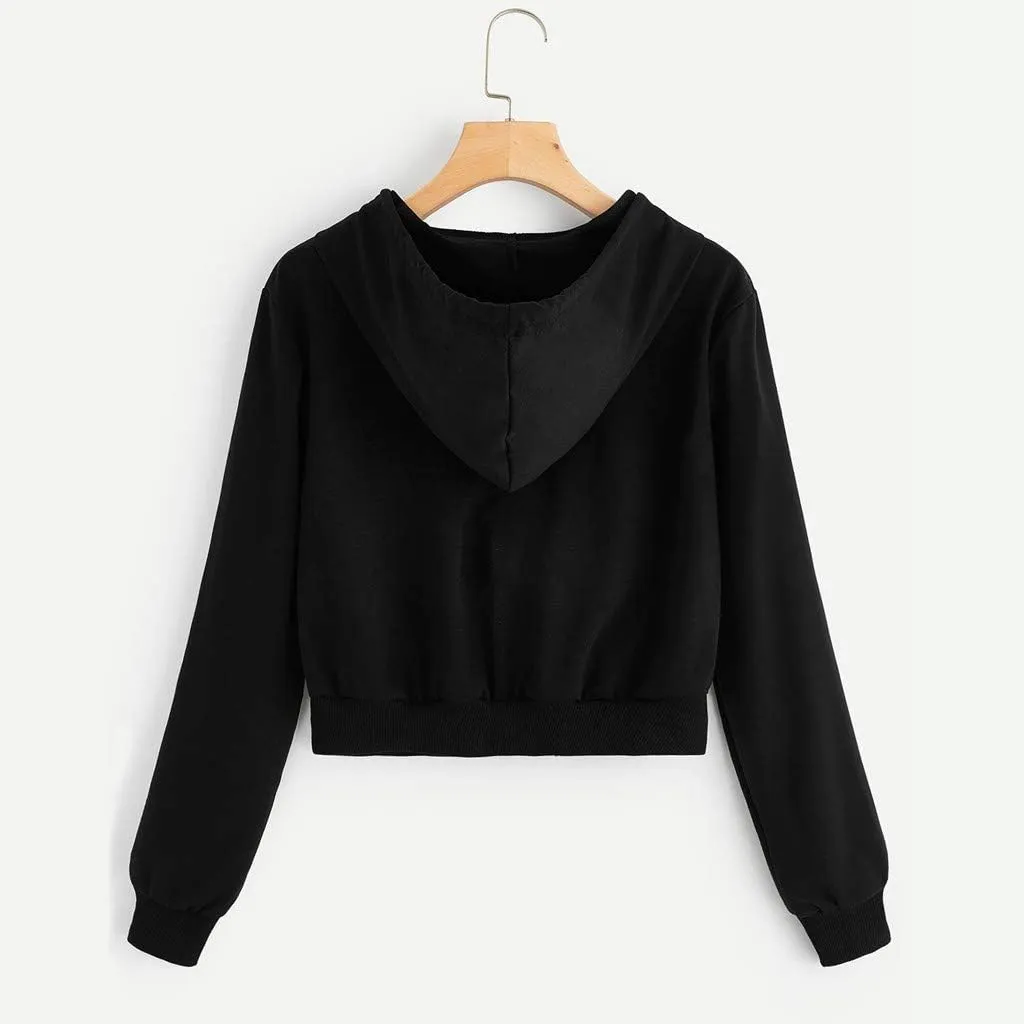 hlysgo Women Full Zip Up Cropped Hoodie Sweatshirt Plus Size Long Sleeve Hooded Crop Top Y2k Teen Girls Jackets with Pockets