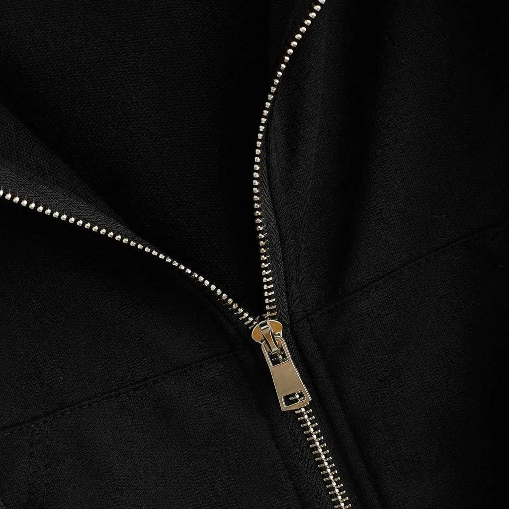 hlysgo Women Full Zip Up Cropped Hoodie Sweatshirt Plus Size Long Sleeve Hooded Crop Top Y2k Teen Girls Jackets with Pockets