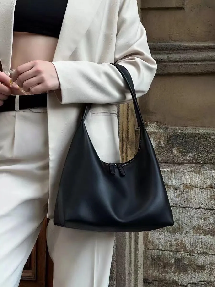 Hobo bag for women soft handle shoulder bag ladies tote bag Big Capacity handbag for commuting underarm bag (White)
