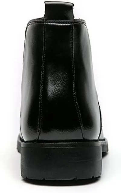 HOOENG Round Toe Ankle Boots for Men Round Round Toe Simple PU Leather Non Slip On Waterproof Anti-Slip Wearable Dress