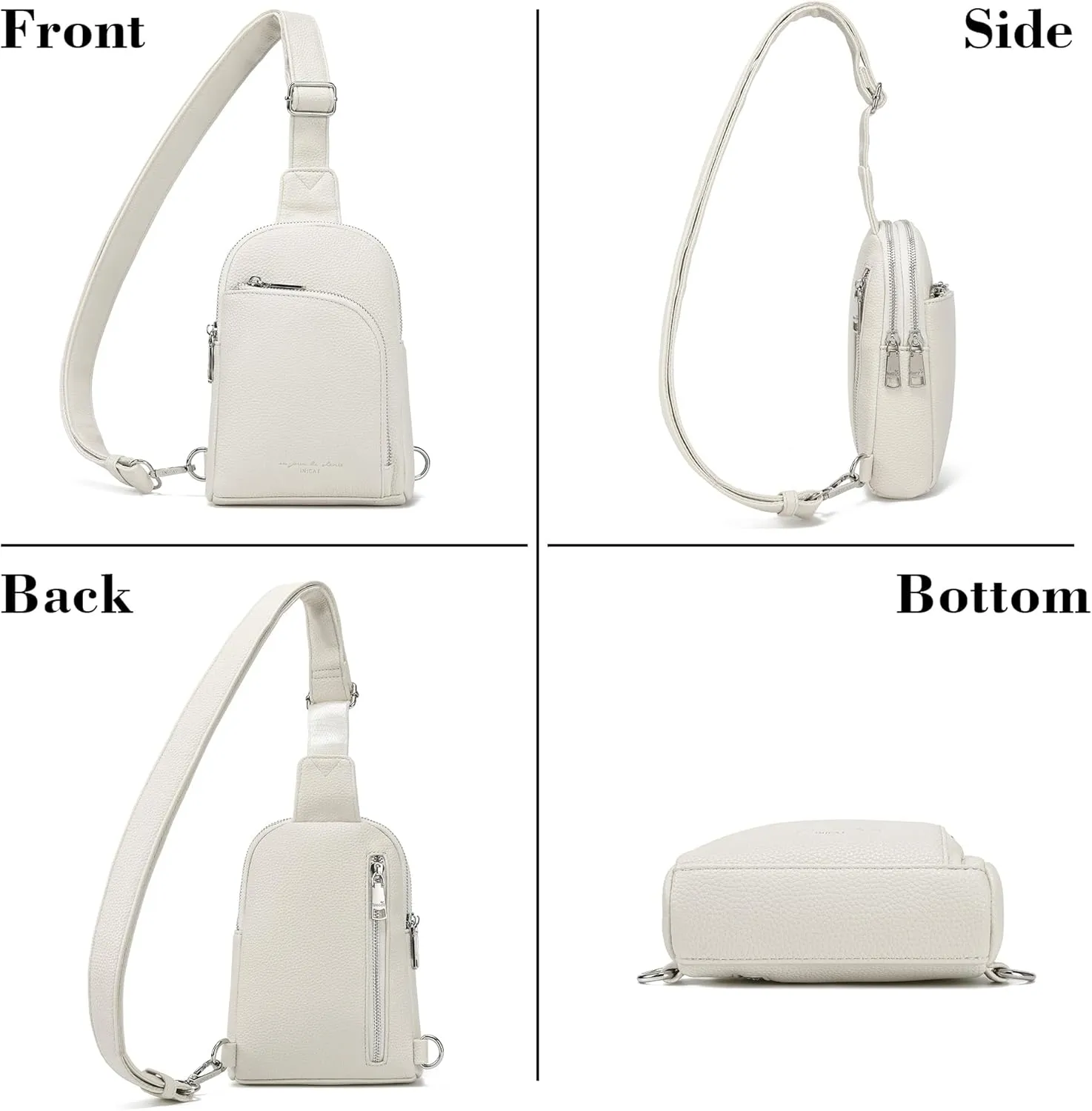 INICAT RFID Blocking Sling Bag Leather Crossbody Bags for Women Fanny Pack Cross Body for Woman Chest Bag for Travel 1.9L