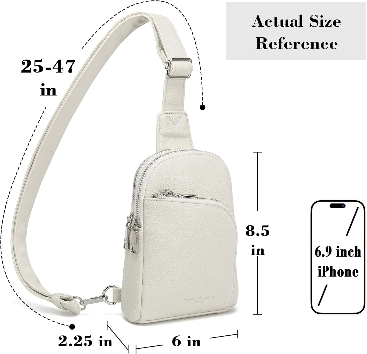 INICAT RFID Blocking Sling Bag Leather Crossbody Bags for Women Fanny Pack Cross Body for Woman Chest Bag for Travel 1.9L