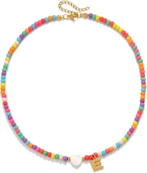 Initial Necklaces for Women, Colorful Beaded Choker Necklaces Jewelry women Gifts Birthday Gifts Christmas Jewelry Gift