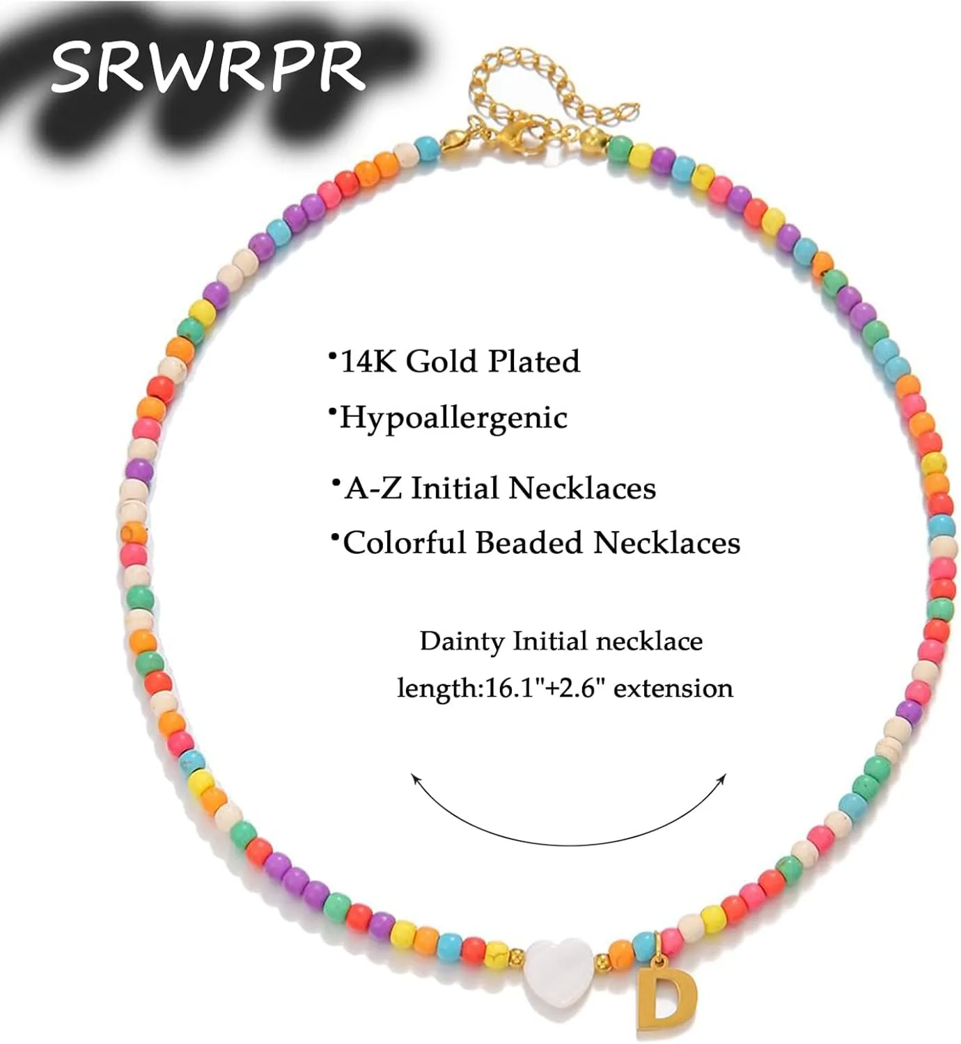 Initial Necklaces for Women, Colorful Beaded Choker Necklaces Jewelry women Gifts Birthday Gifts Christmas Jewelry Gift