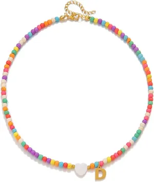 Initial Necklaces for Women, Colorful Beaded Choker Necklaces Jewelry women Gifts Birthday Gifts Christmas Jewelry Gift