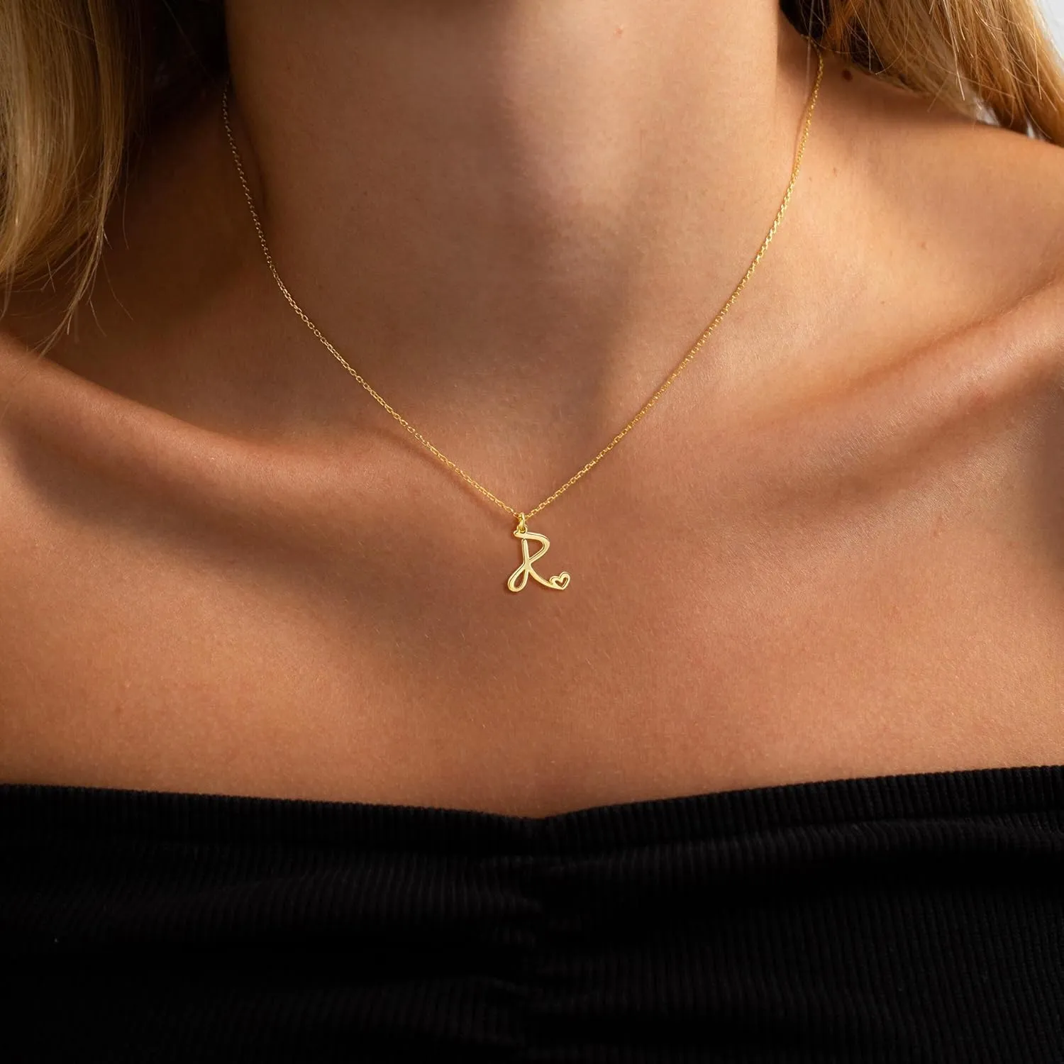 Initial Necklaces for Women, Dainty Gold Letter Pendant Necklace 14K Gold Plated Name Necklace Cute Initial Necklaces Personalized Monogram Choker Necklaces for Women Trendy Gold Jewelry Gifts
